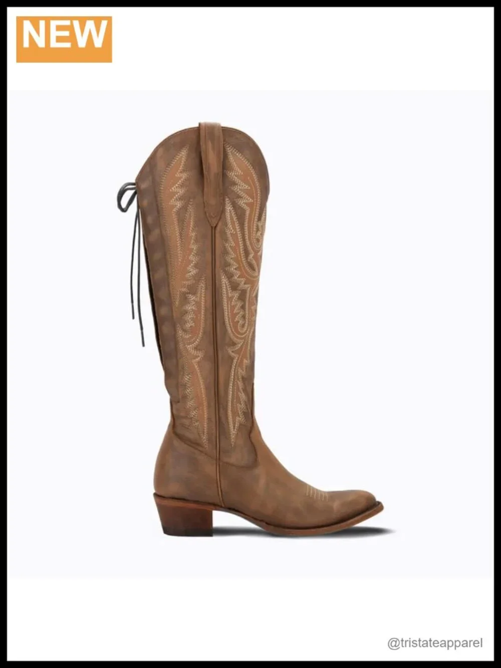Over Knee Cowgirl Boots Western Embroidered PU Leather Adjustable Corset Low